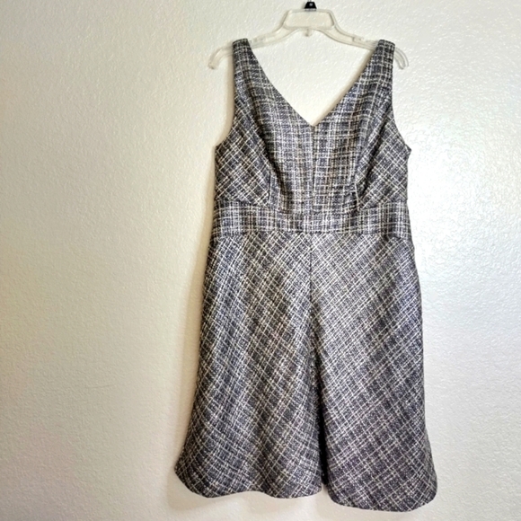 NWT Lane Bryant Isabel Toledo Plus Tweed Beige Black Plaid Dress Sz 12 - Picture 1 of 8